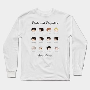 Pride and Prejudice Kawaii Character Illustrations Long Sleeve T-Shirt